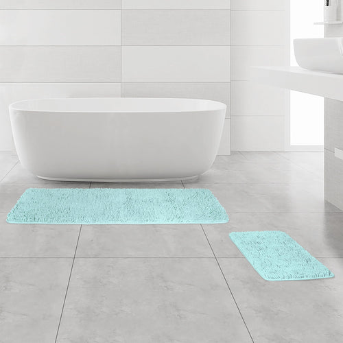 Aqua Chenille Bath Mats