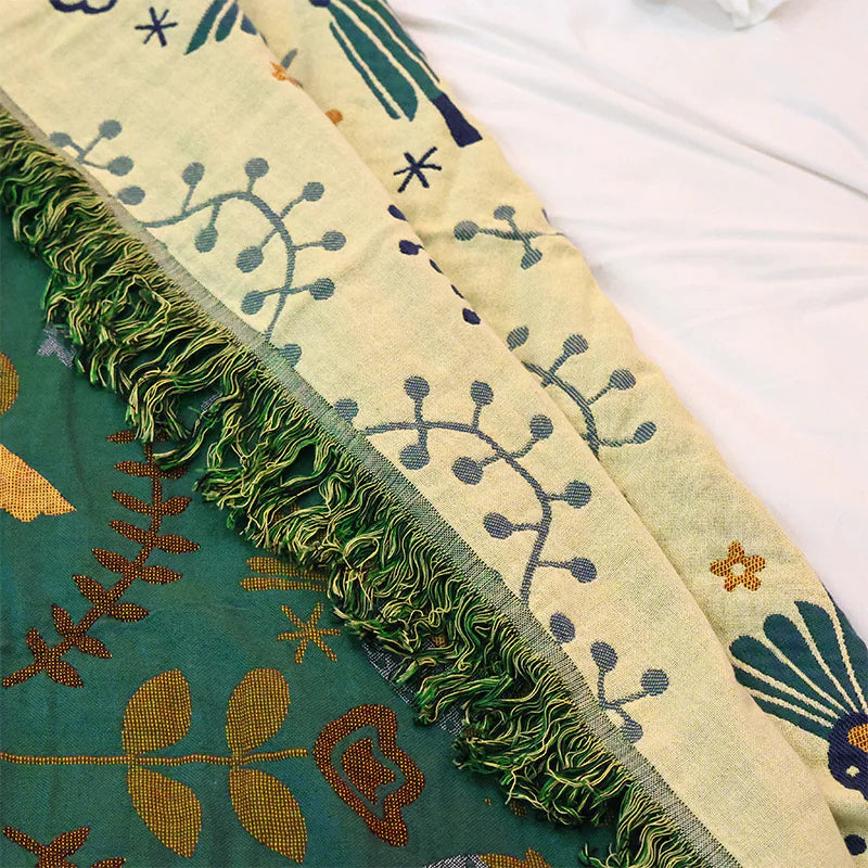 Cotton Gauze Tassel Throw Blanket