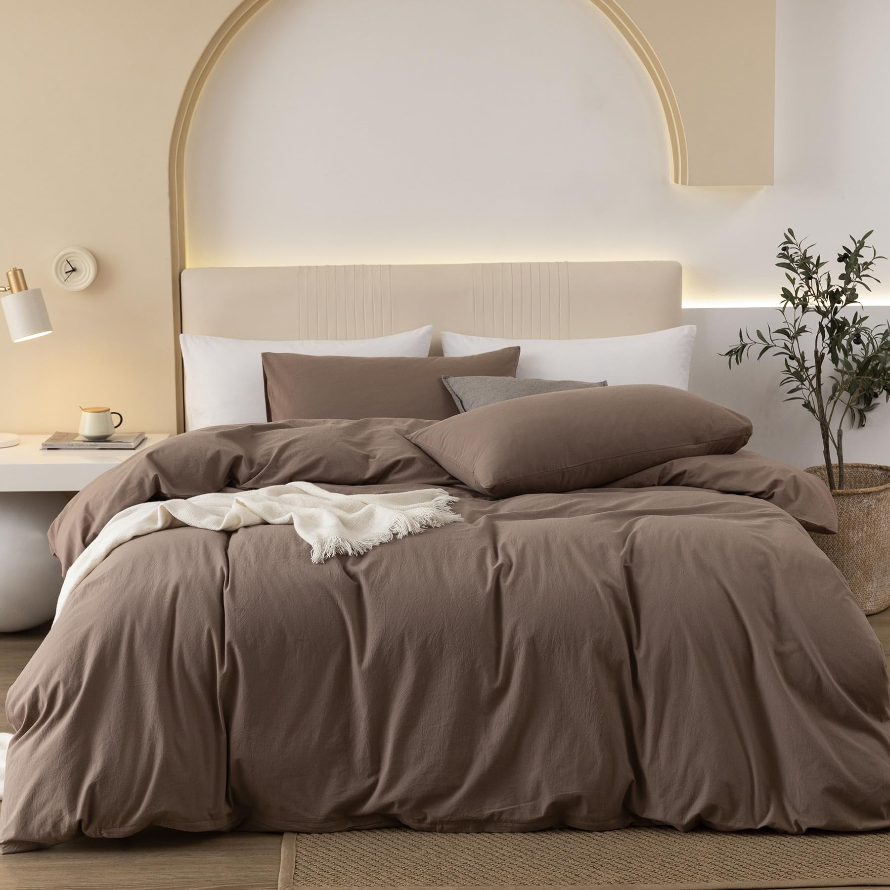 Brown Washed Cotton Duvet Set