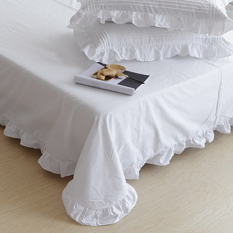 Korean Style Pure White Cotton Bed Sheet - Wholesale