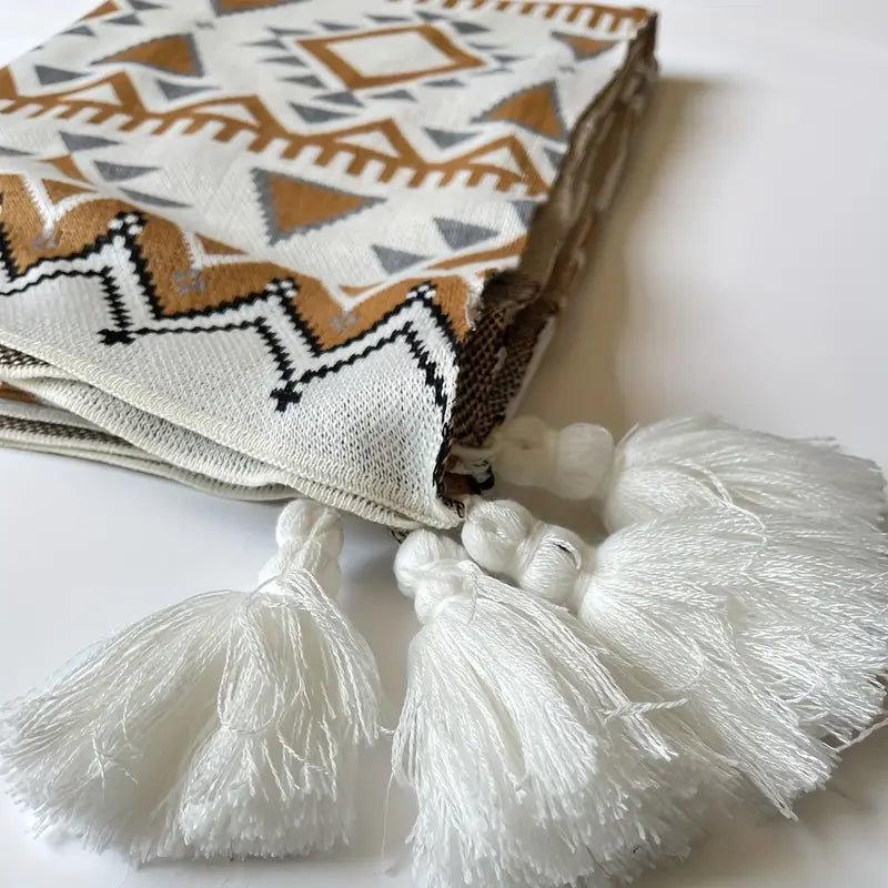 Boho Jacquard Tassel Throw