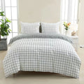 White Grid Duvet Cover Set