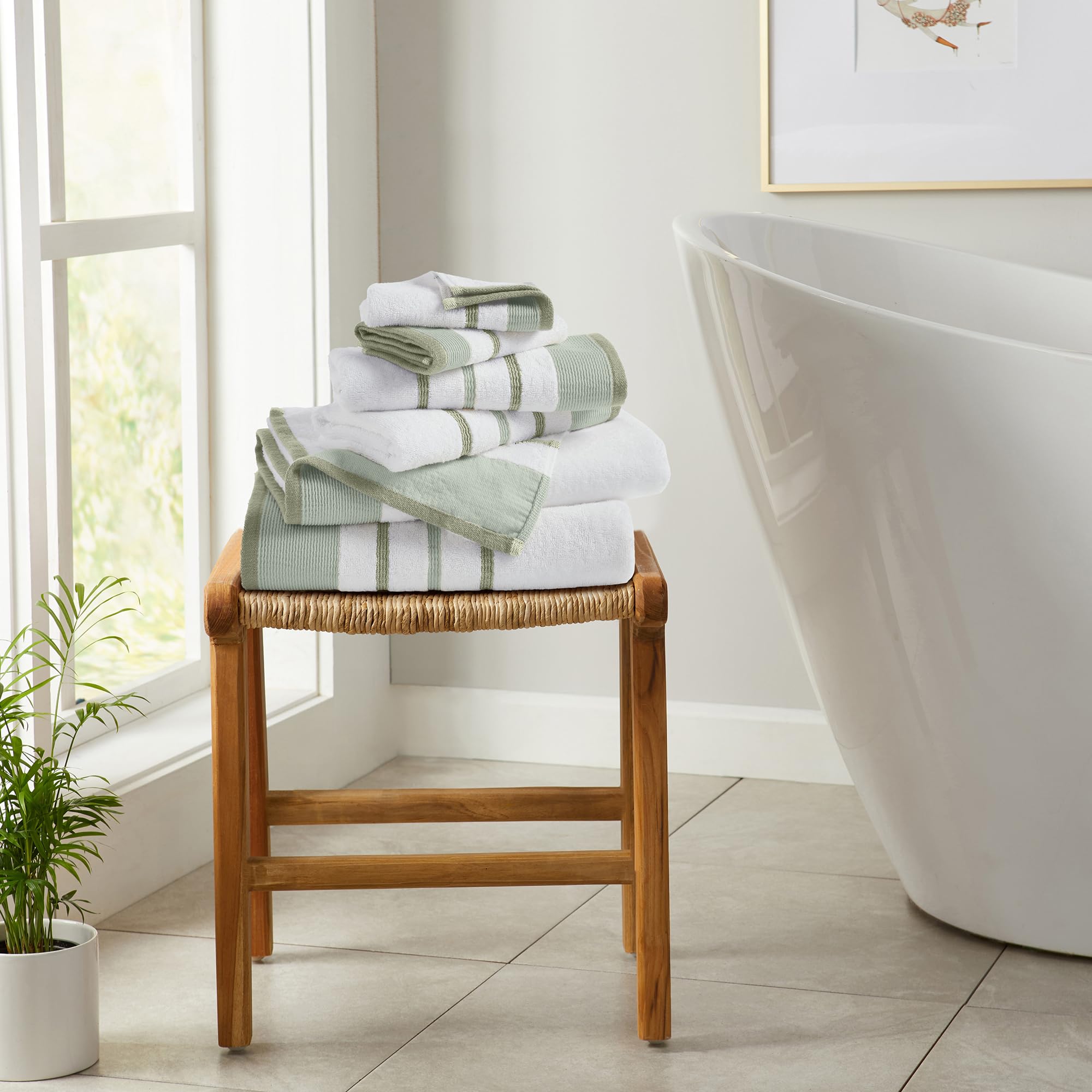 Sage Combed Cotton Towel Set