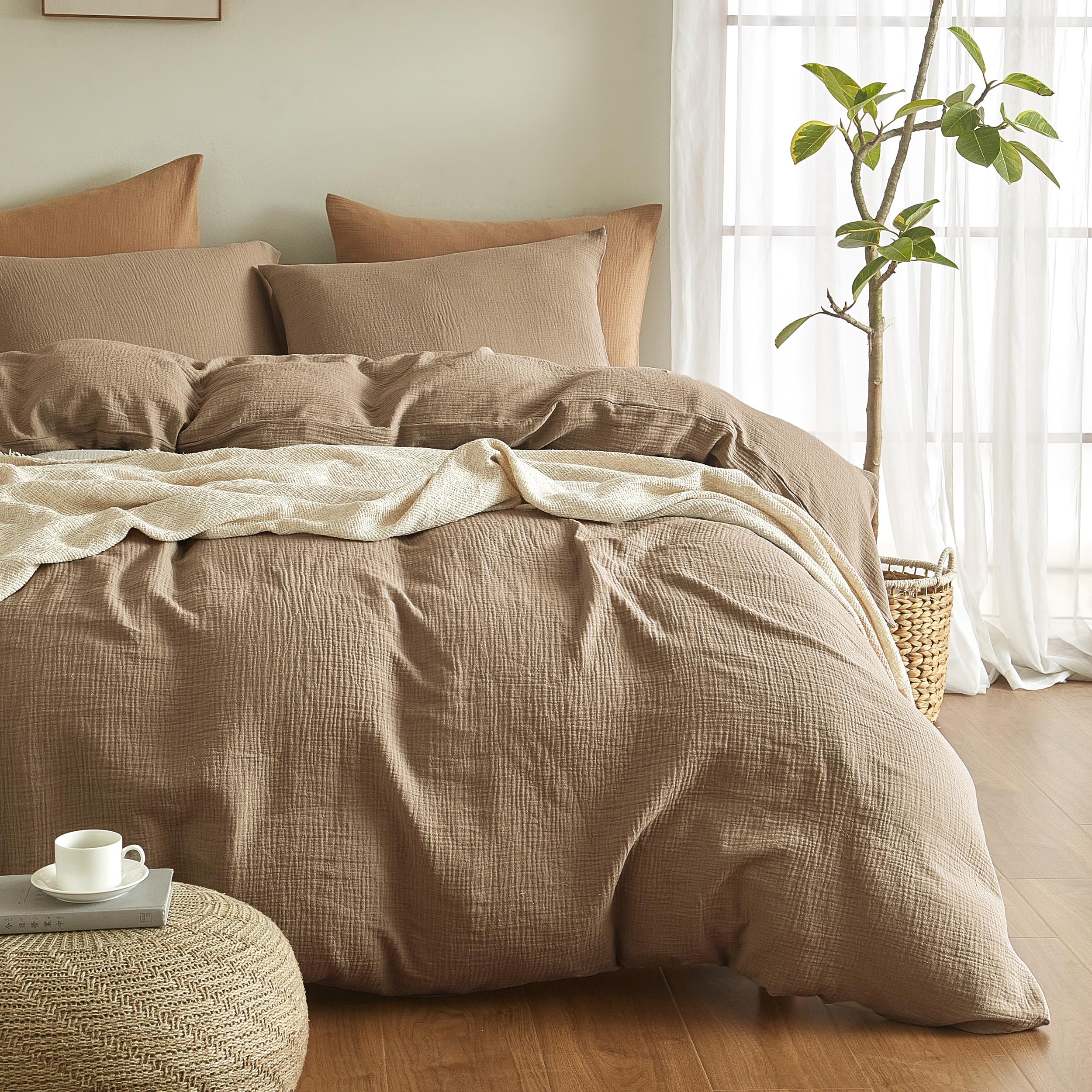 Light Brown Muslin Duvet Set