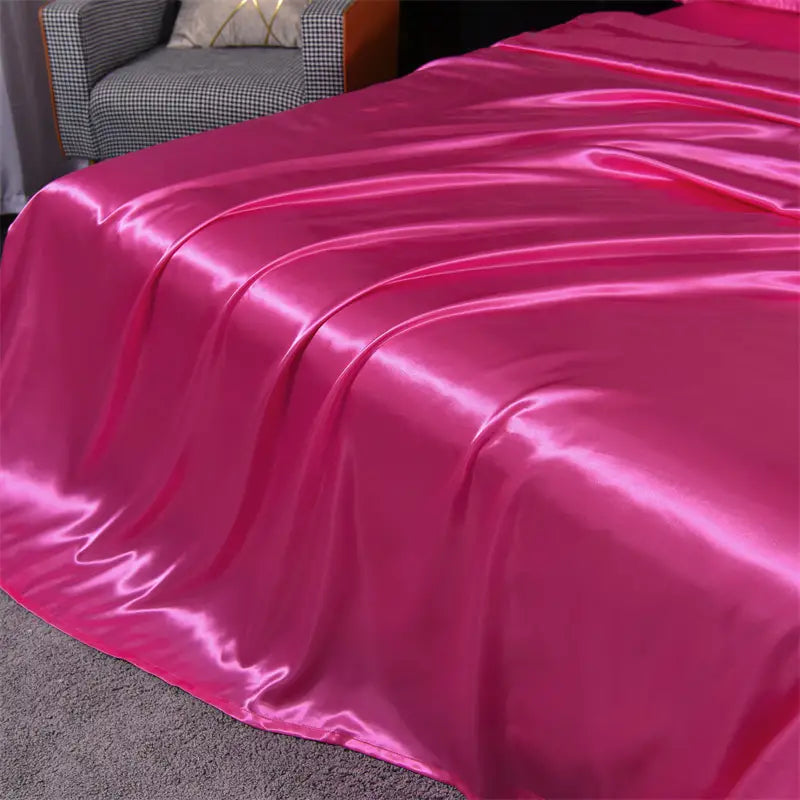 4pcs Satin Fitted Sheet Set with Pillowcases for Bedroom
