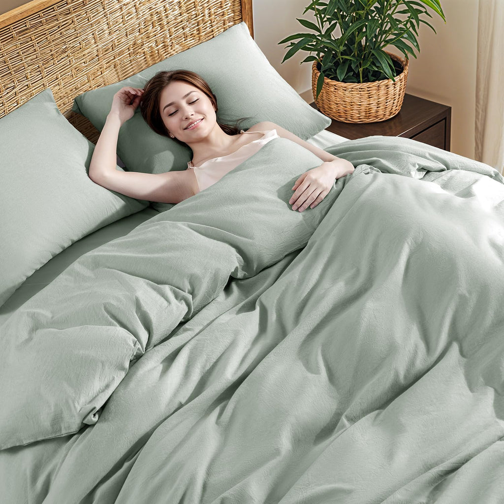 Sage Washed Cotton Duvet Set