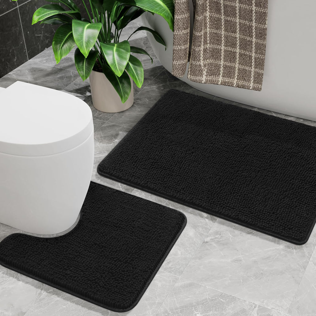 Black Bath Rug Set