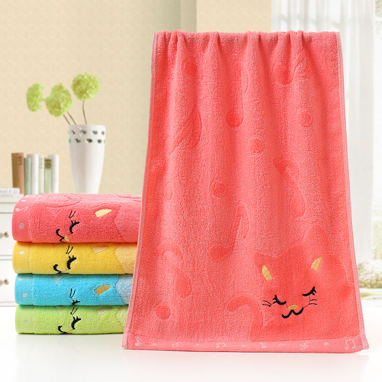 Kids' Cat Jacquard Towel