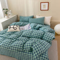 Green Plaid Duvet Cover Set