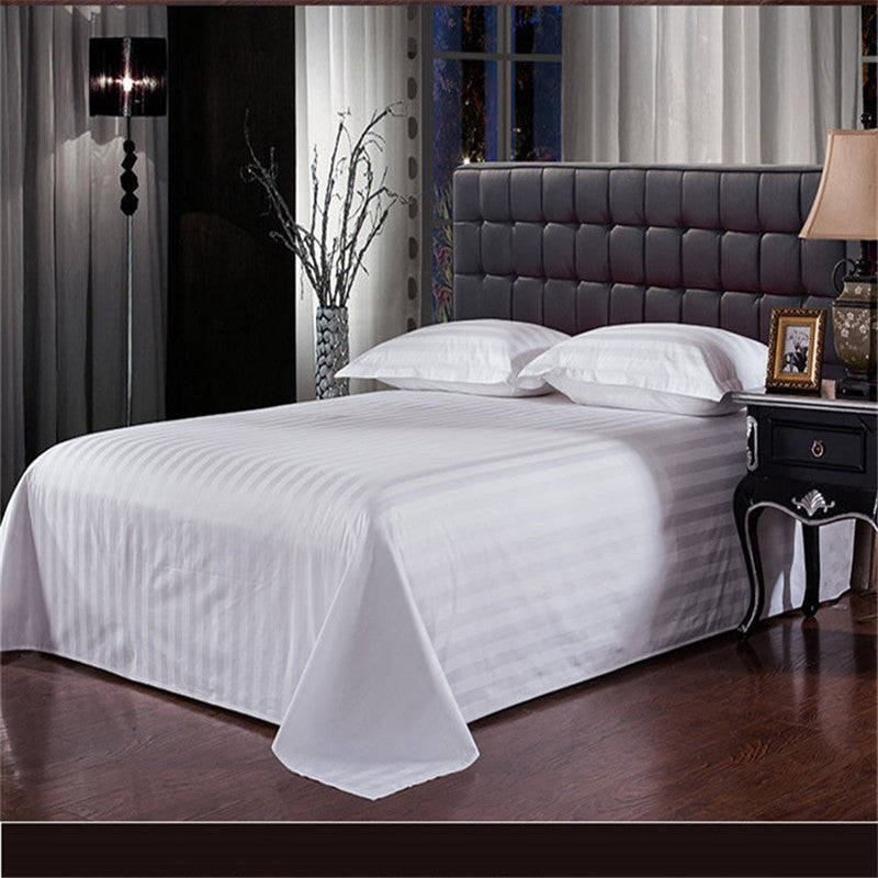 Hotel Quality Cotton Bed Linen Set with Satin Stripes