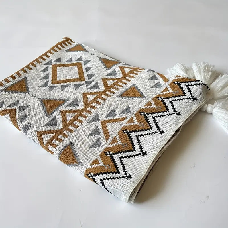 Boho Jacquard Tassel Throw