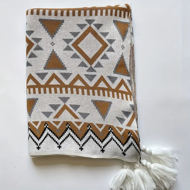 Boho Jacquard Tassel Throw