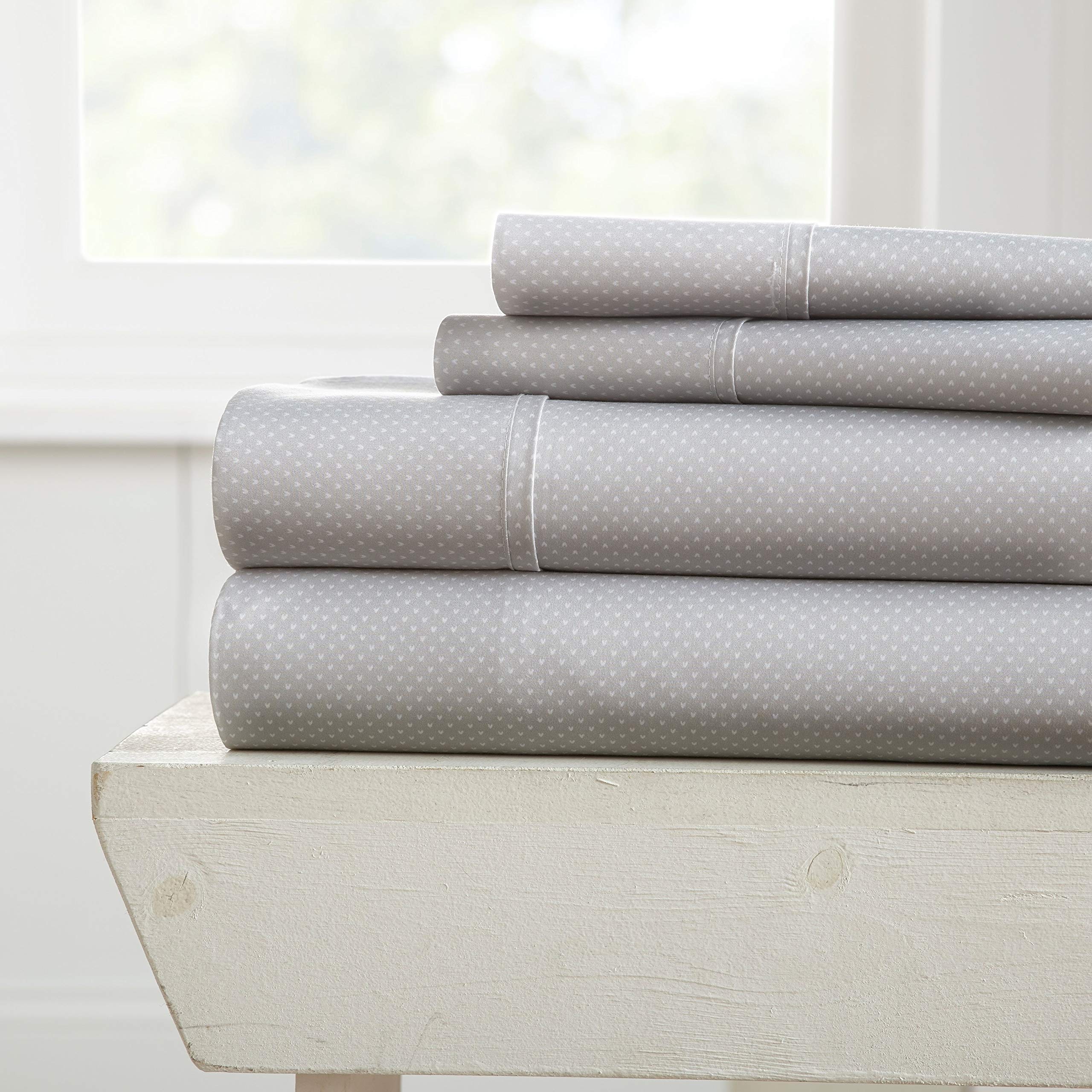Heart Print King Sheet Set