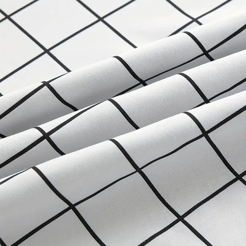White Grid Duvet Cover Set