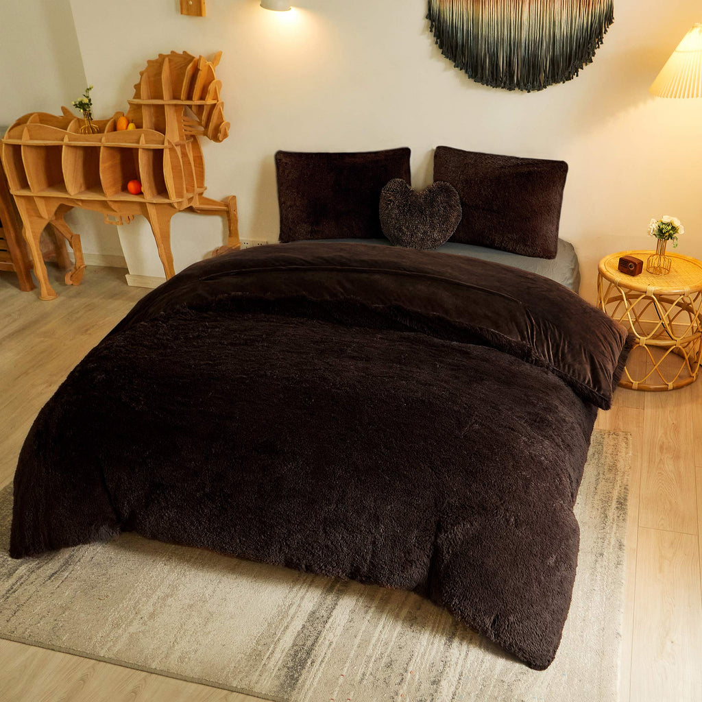 Twin Faux Fur Duvet Cover Set