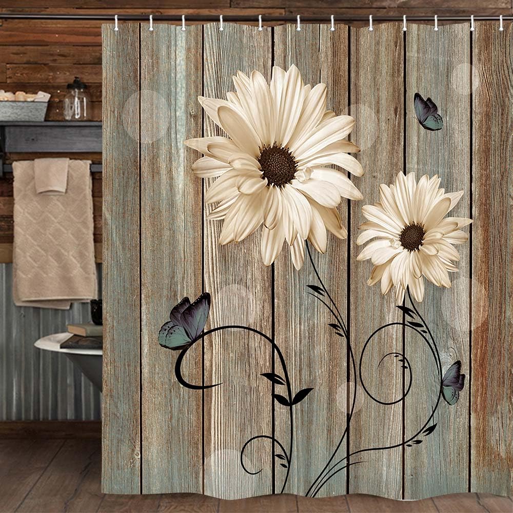 Rustic Floral Shower Curtain