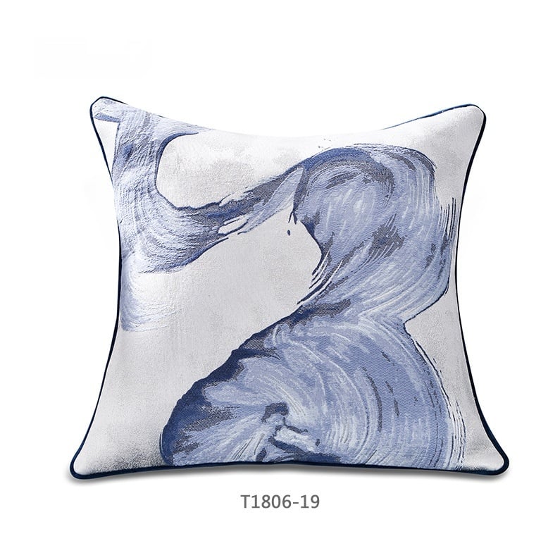 Blue Ink Painting Pillow Cover