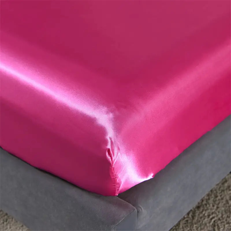 4pcs Satin Fitted Sheet Set with Pillowcases for Bedroom