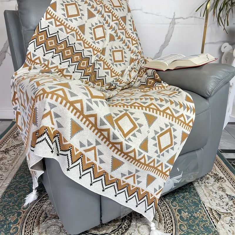 Boho Jacquard Tassel Throw