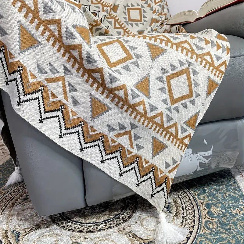 Boho Jacquard Tassel Throw