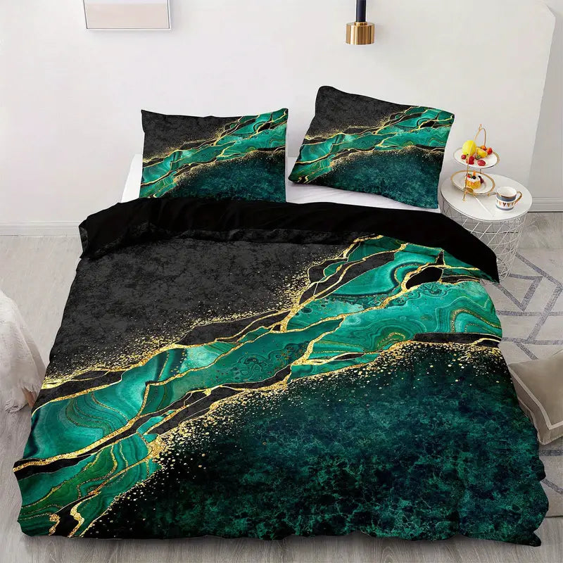 Green Marble Duvet Cover Set