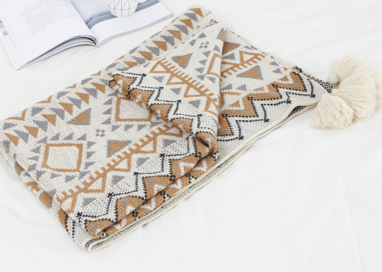 Boho Jacquard Tassel Throw