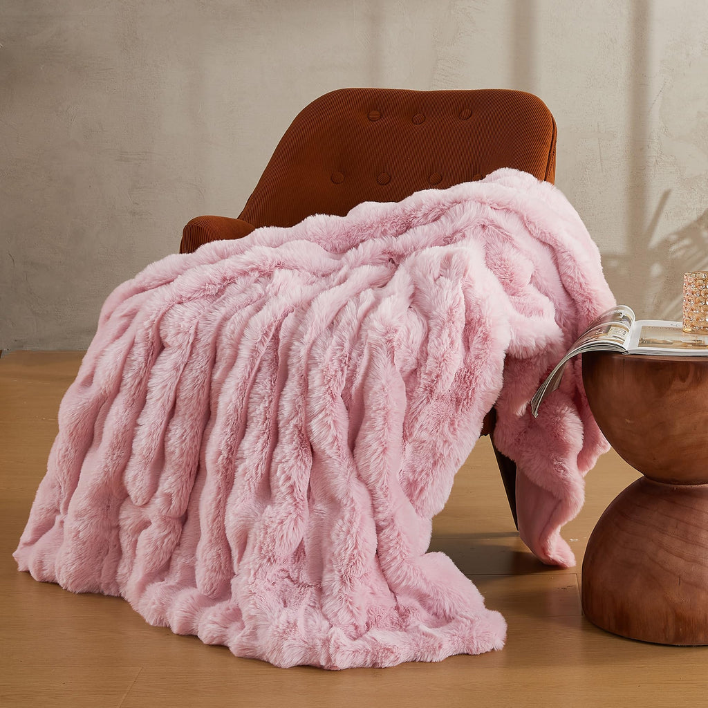 Pink Faux Fur Throw Blanket