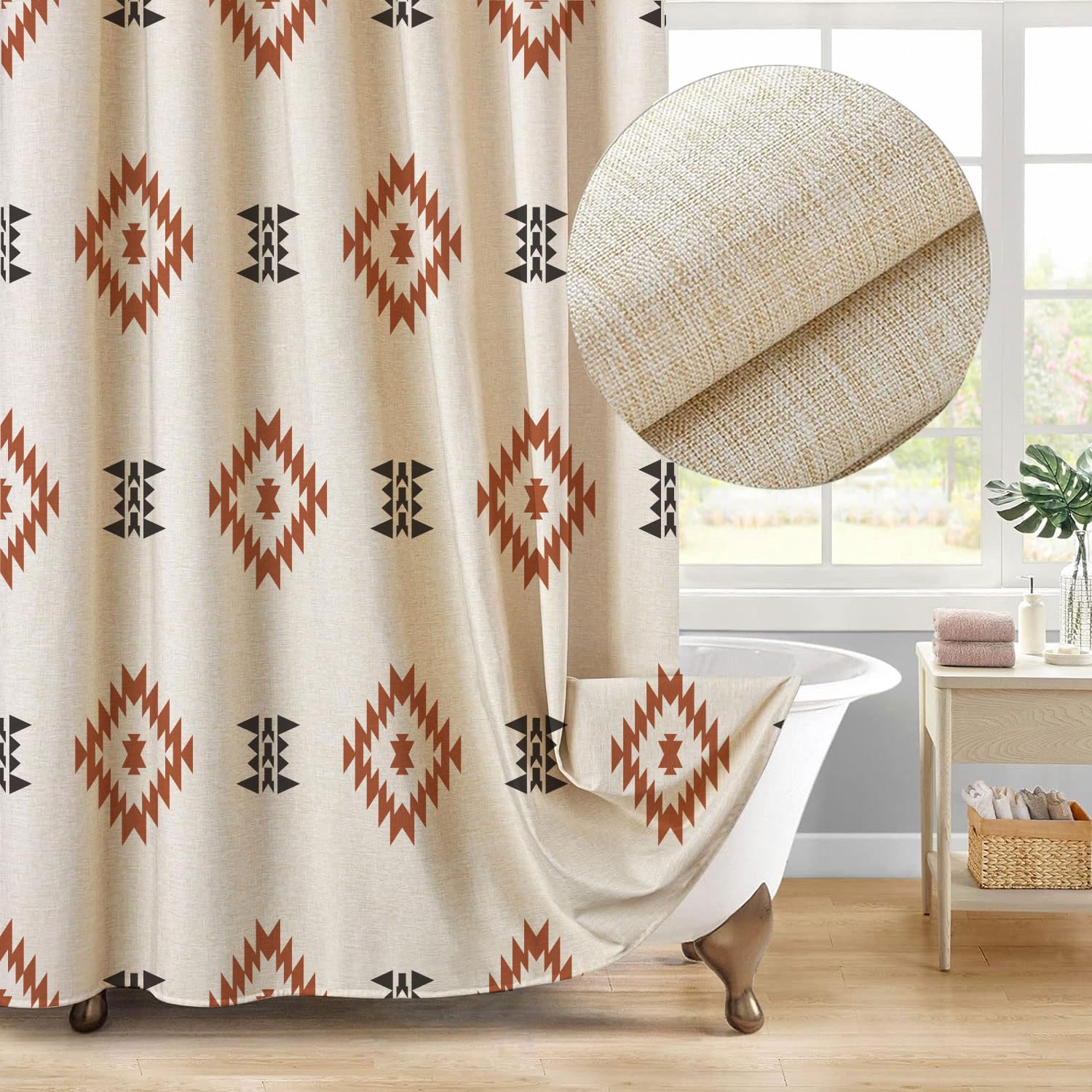 Aztec Linen Shower Curtain