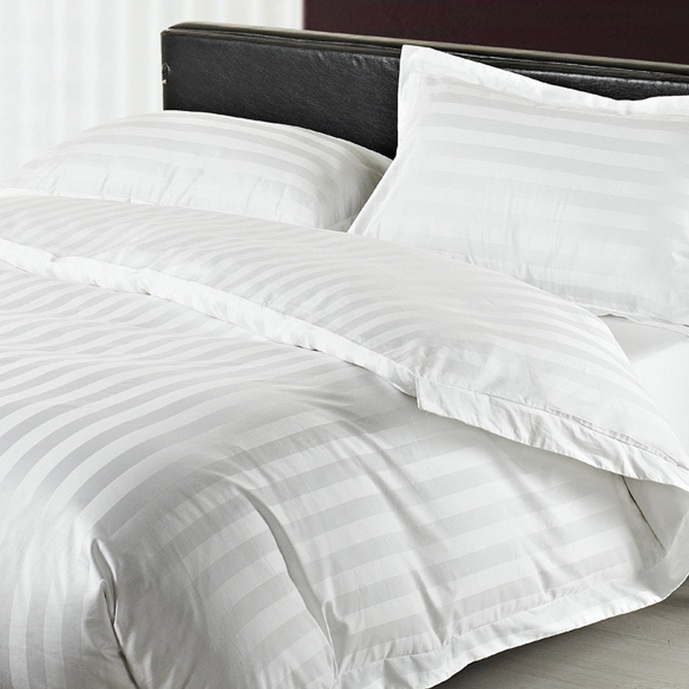 Hotel Quality Cotton Bed Linen Set with Satin Stripes