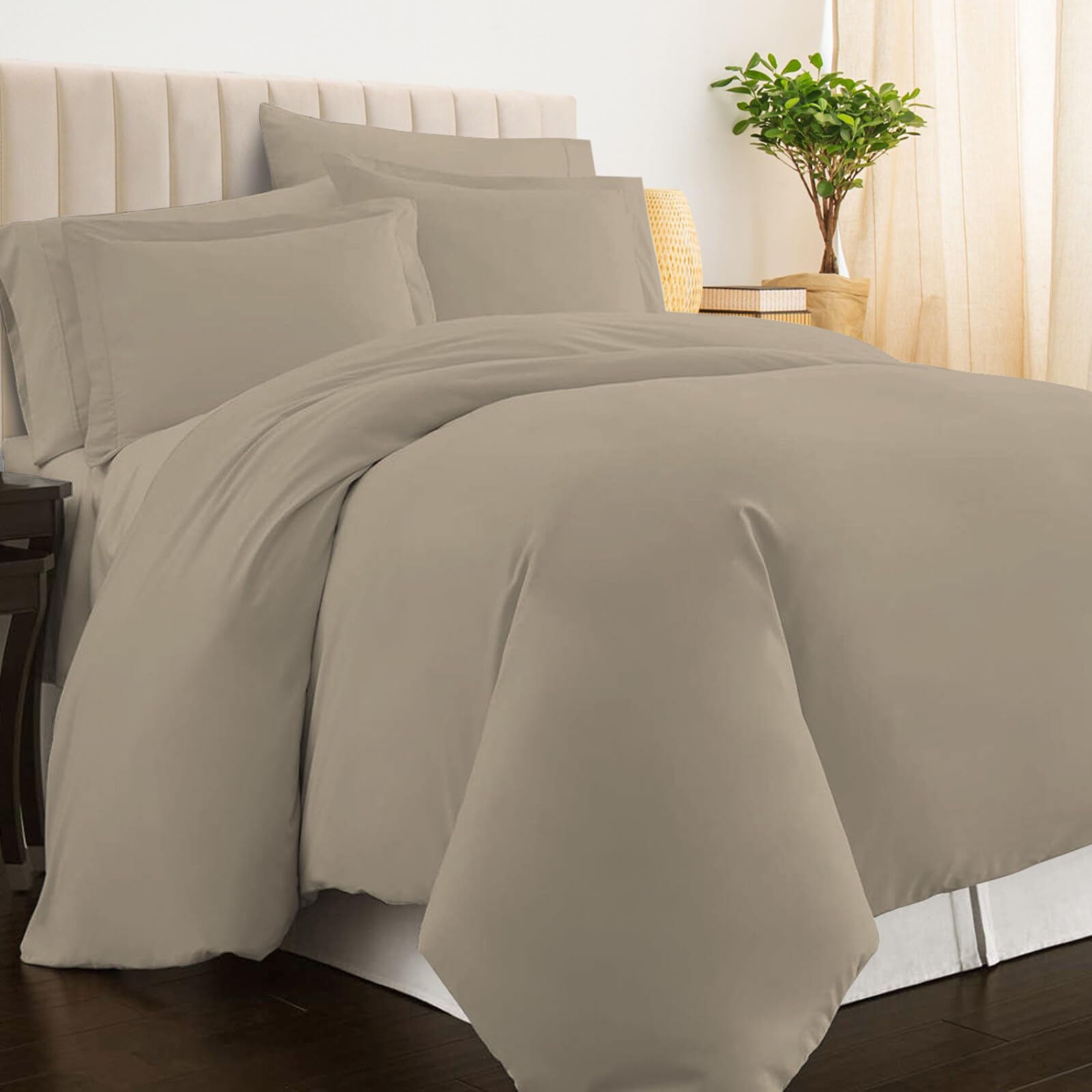 Taupe Sateen Duvet Cover Set