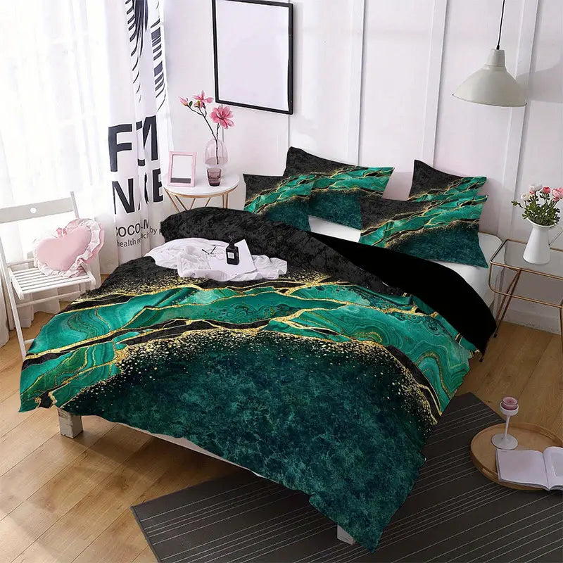 Green Marble Duvet Cover Set