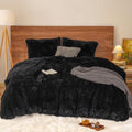 Black Faux Fur Duvet Cover Set