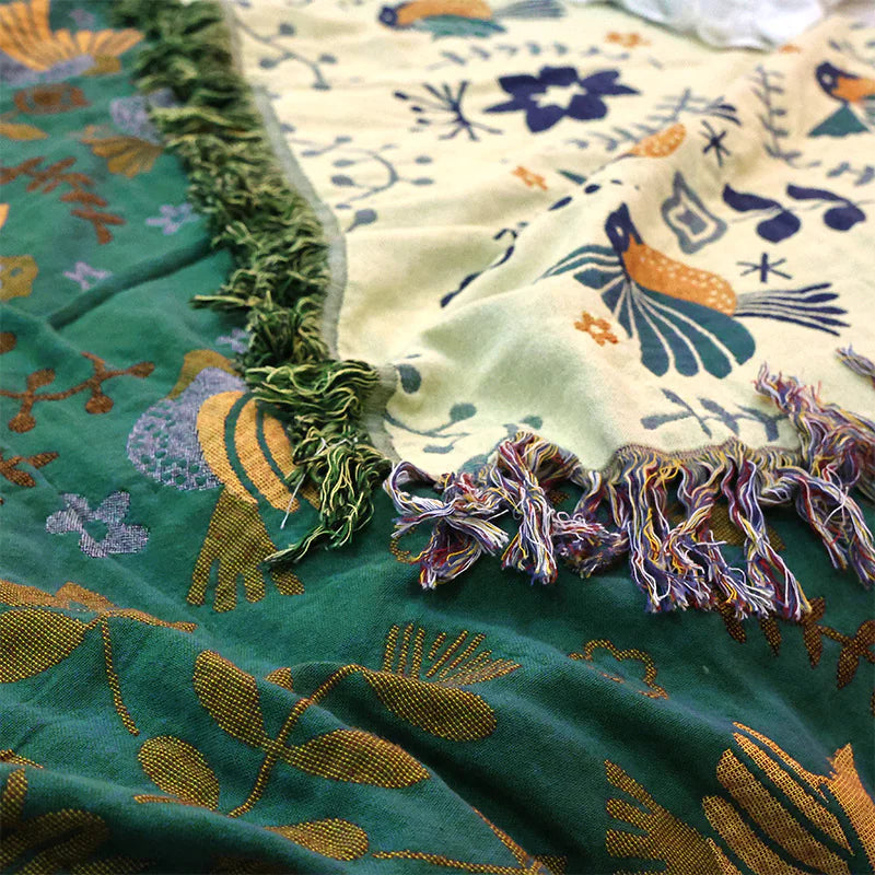 Cotton Gauze Tassel Throw Blanket