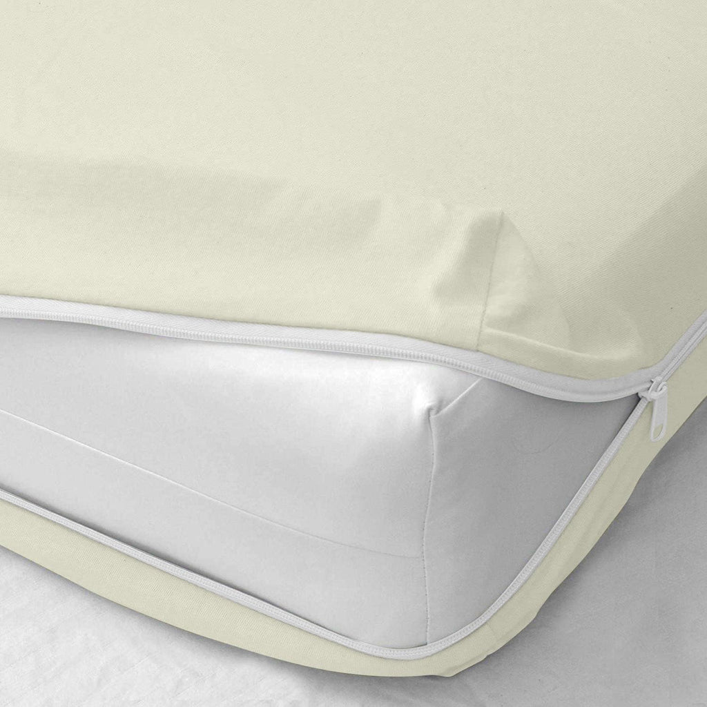 1 PC Zipper Fitted Sheet Only Brushed Premium Quality Bottom Sheet 16 inch Extra Deep Pocket Fitted Sheet Only Soft Microfiber Fitted Sheet -Shrinkage and Fade Resistant (QueenIvory)