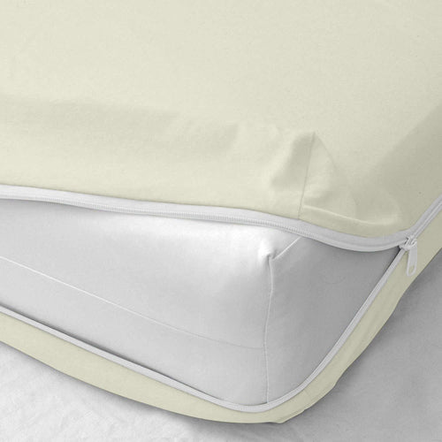 1 PC Zipper Fitted Sheet Only Brushed Premium Quality Bottom Sheet 16 inch Extra Deep Pocket Fitted Sheet Only Soft Microfiber Fitted Sheet -Shrinkage and Fade Resistant (QueenIvory)