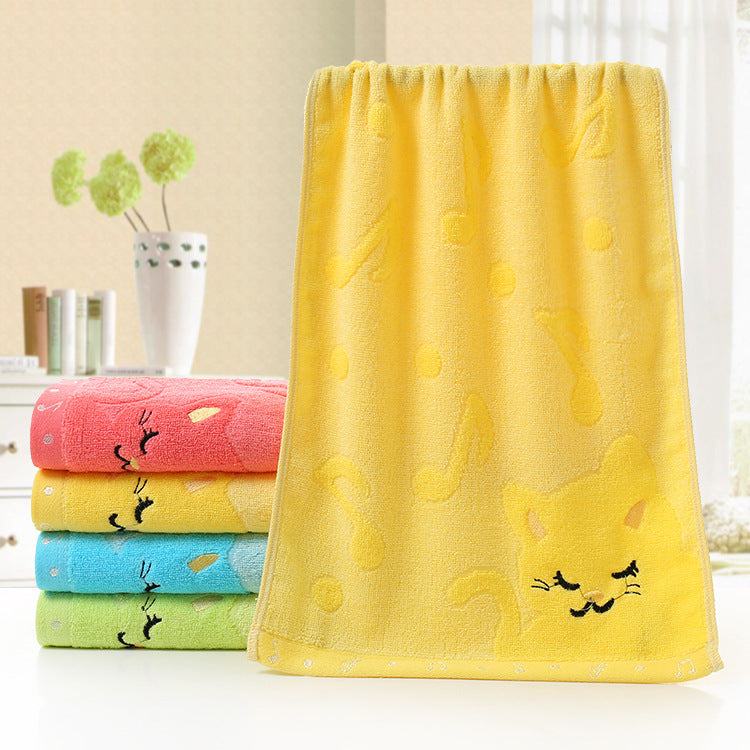 Kids' Cat Jacquard Towel