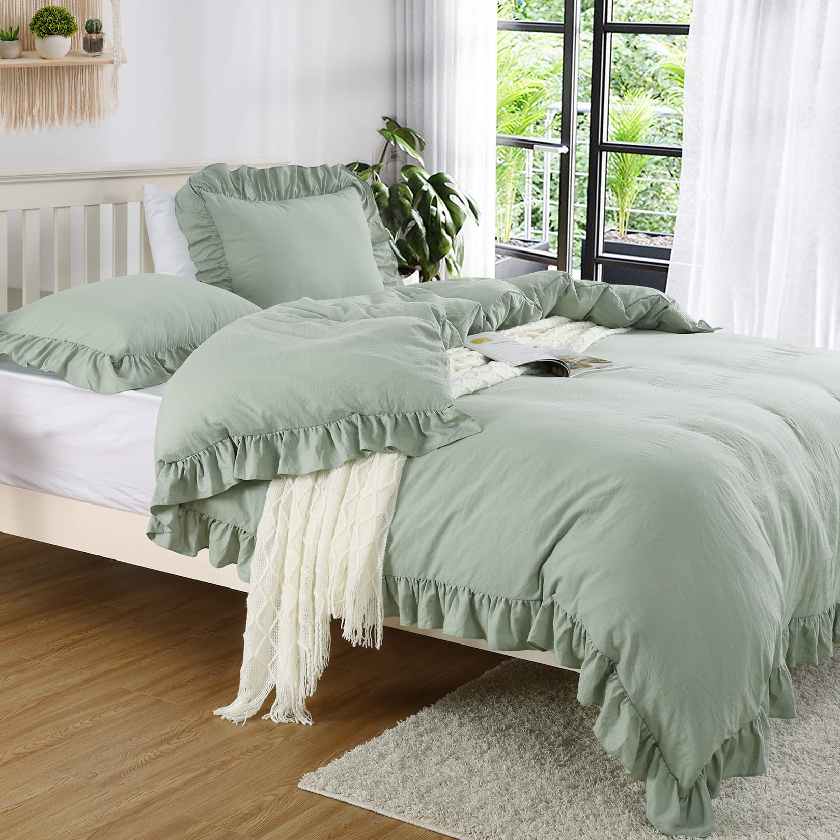 Sage Ruffle Duvet Cover Set