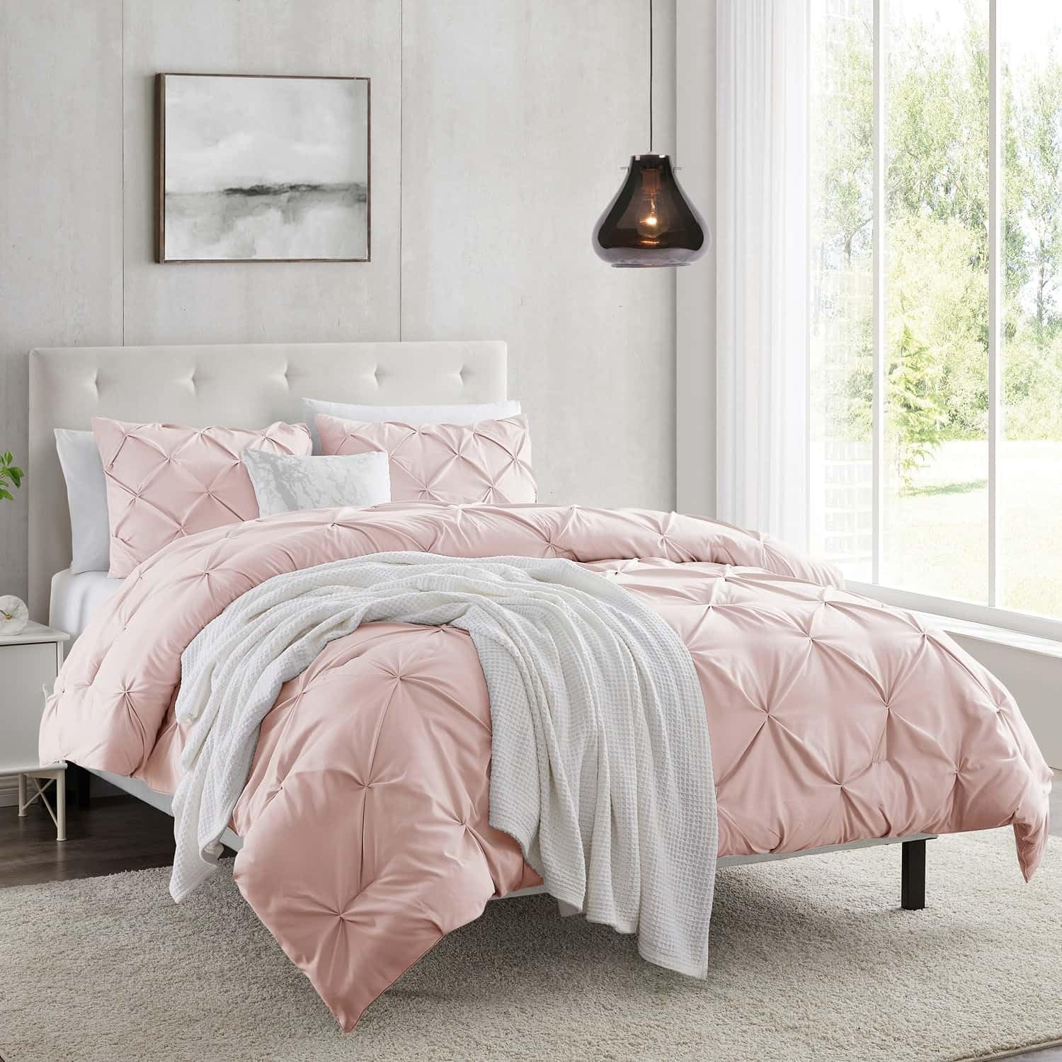 Blush Pintuck Duvet Cover Set