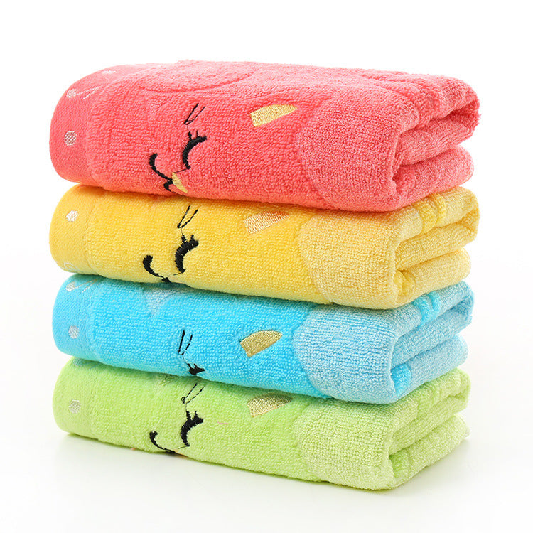 Kids' Cat Jacquard Towel