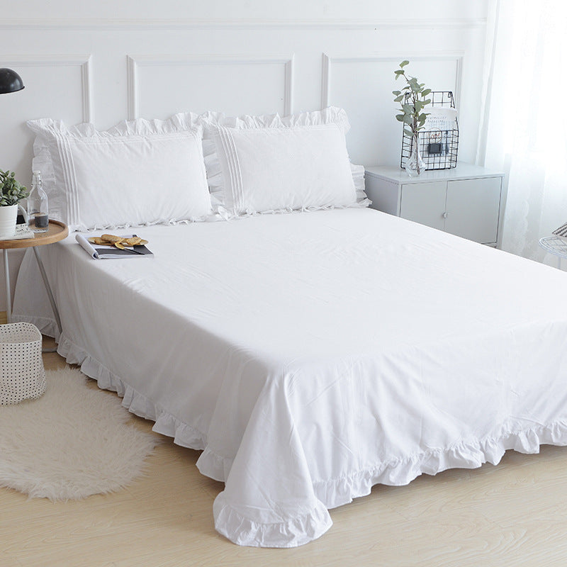 Korean Style Pure White Cotton Bed Sheet - Wholesale