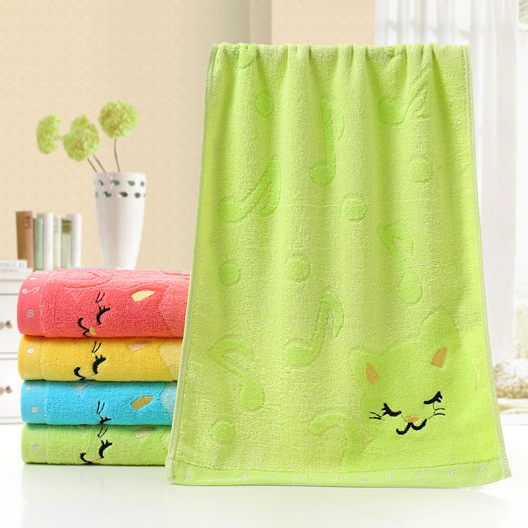 Kids' Cat Jacquard Towel