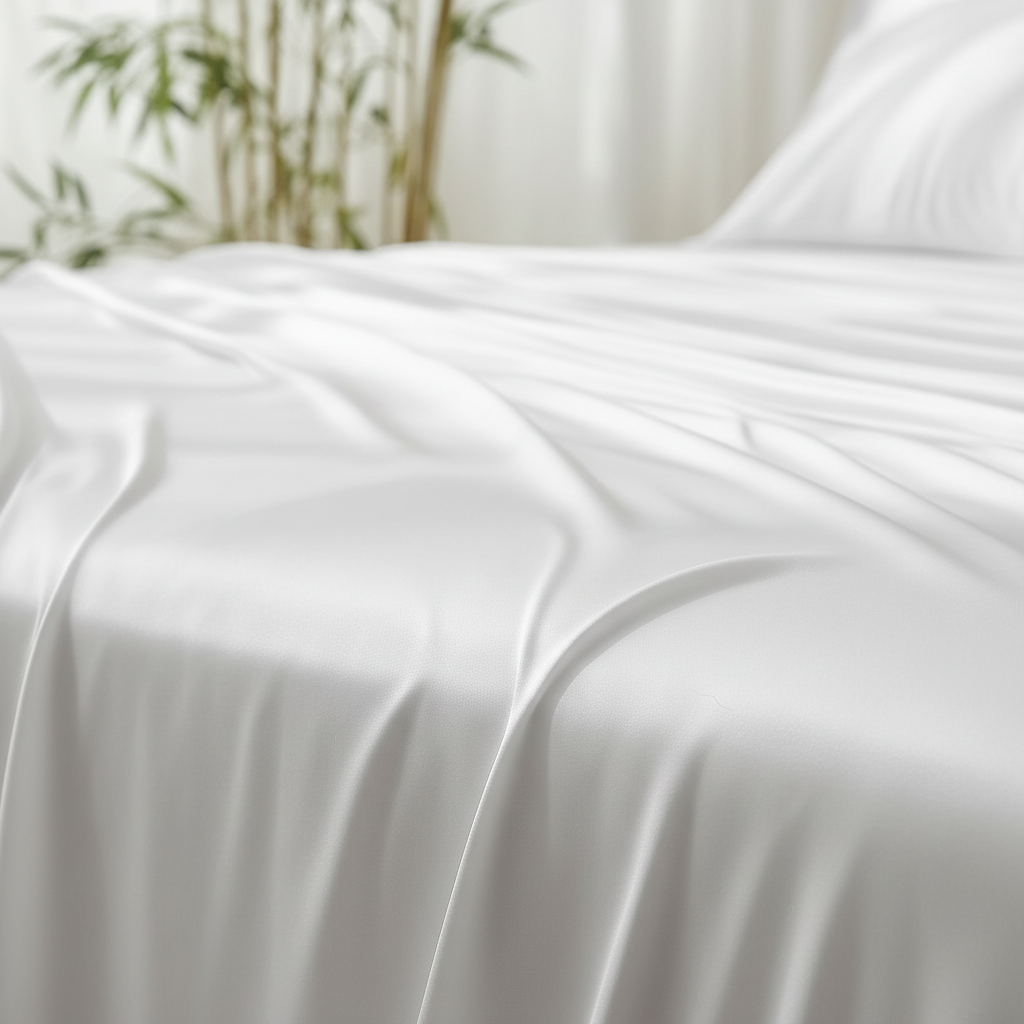 White Organic Bamboo Sheets - close up texture