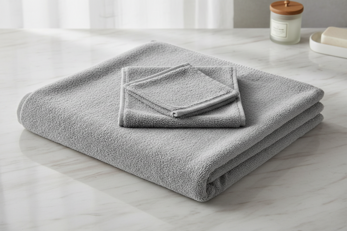 Bamboo Charcoal Towel Set - Grey flat lay
