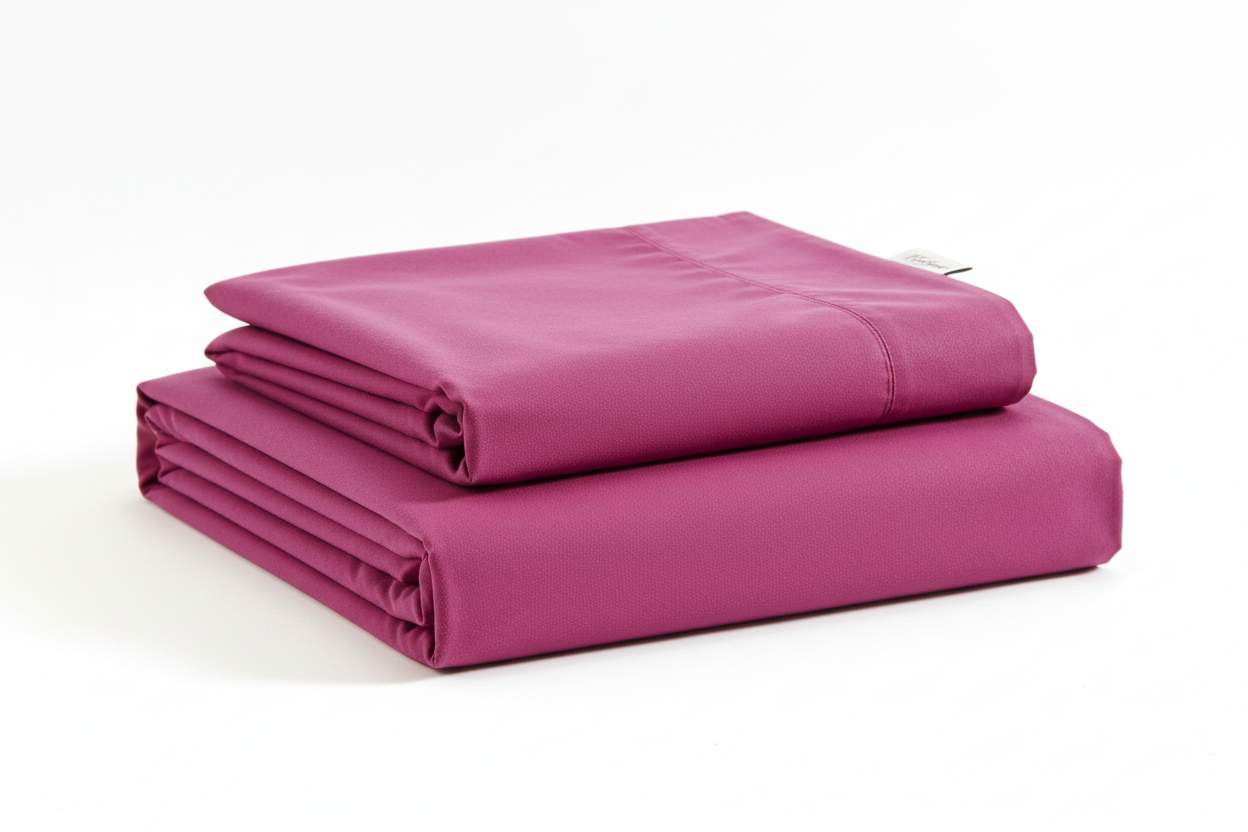 Fuchsia single bed sheet set - folded flat lay product shot