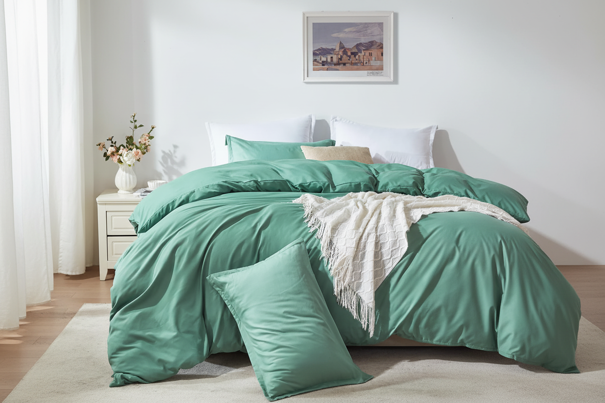 Basil Green Duvet Cover Set - Hero Shot