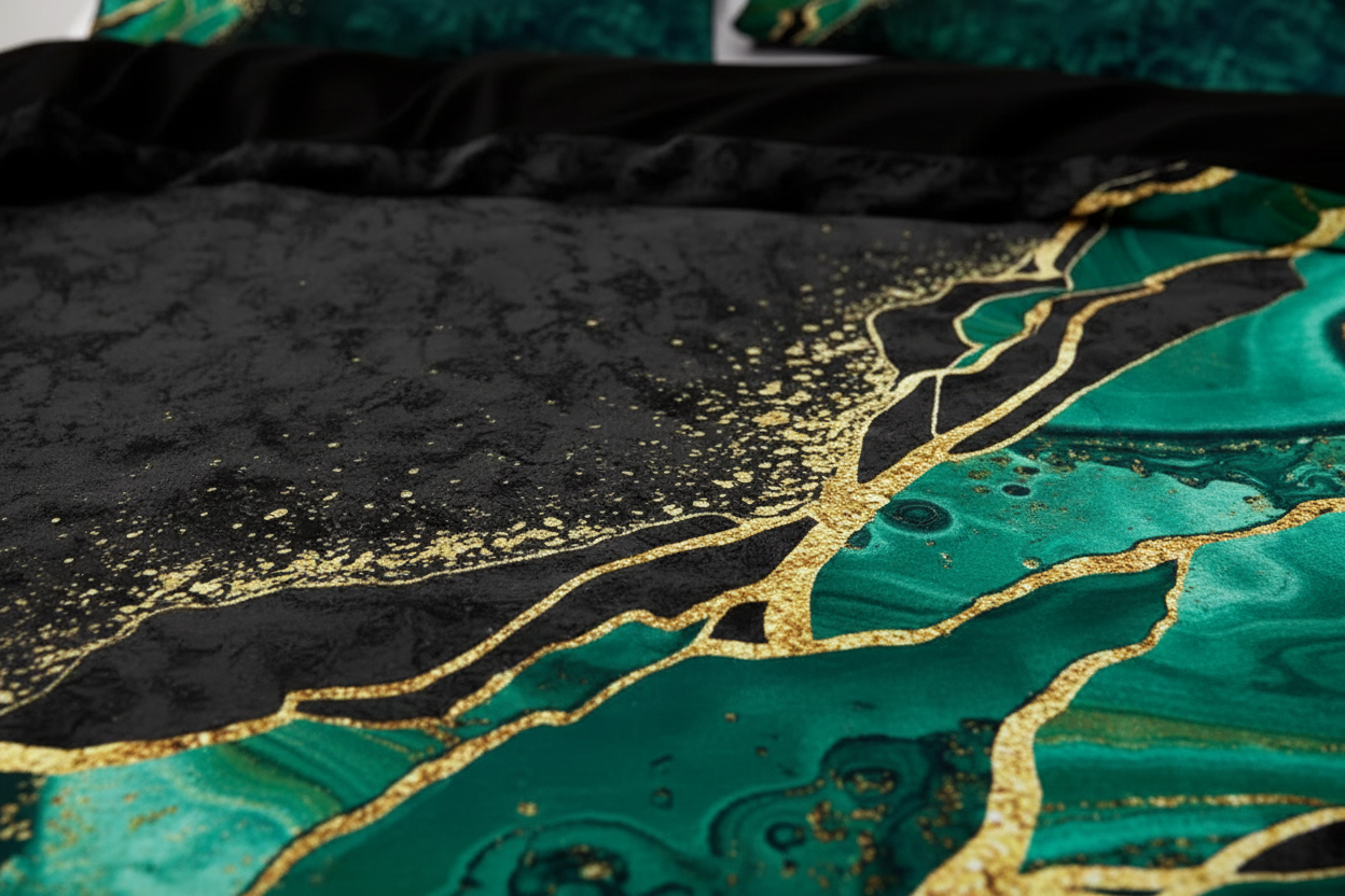 Green Marble Duvet Cover Set - Print Detail