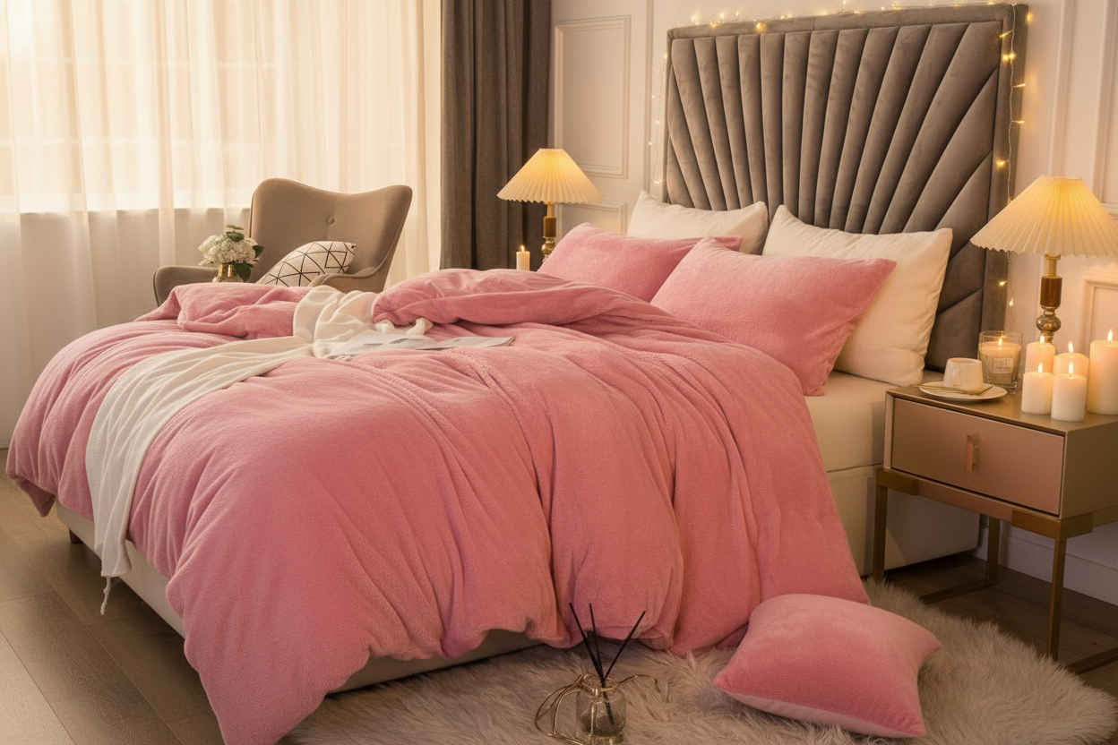 Plush Velvet Duvet Cover Set - Cosy Winter Bedroom