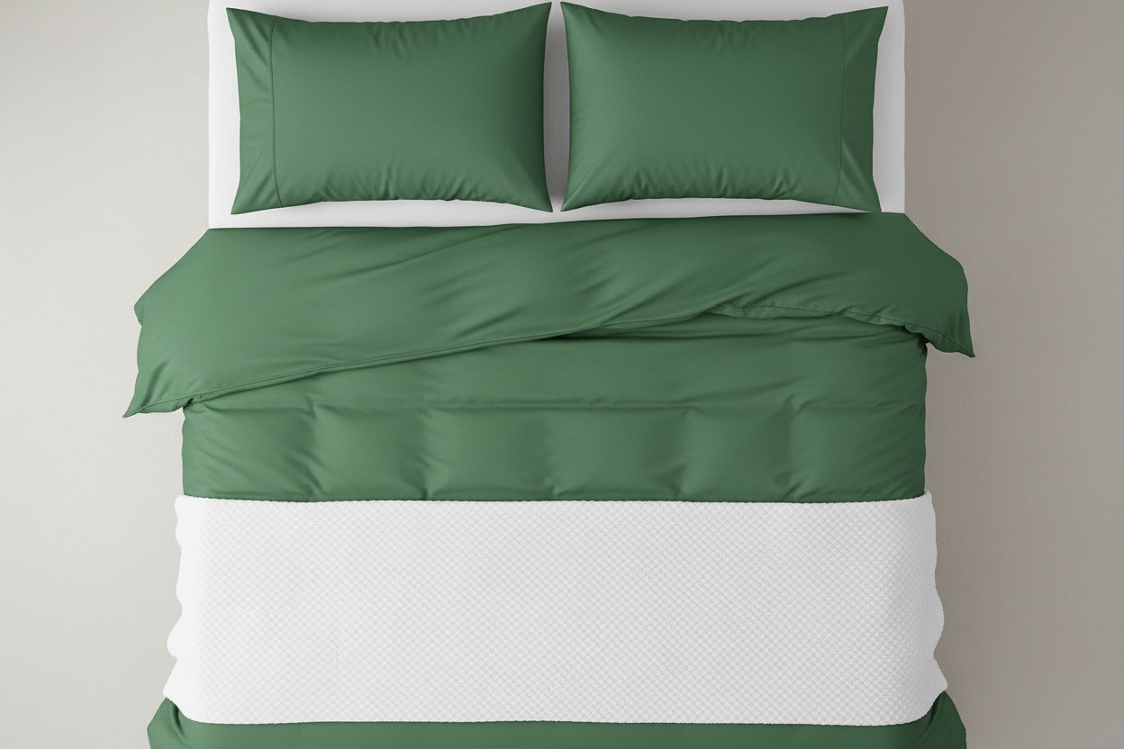 Basil Green Duvet Cover Set - Flat Lay