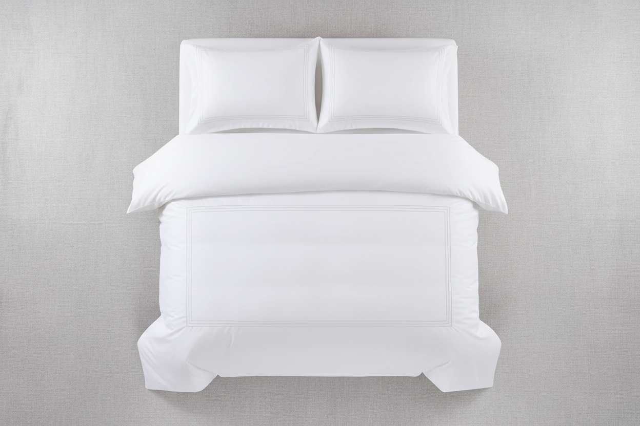 Embroidered Duvet Cover Set - Flat Lay