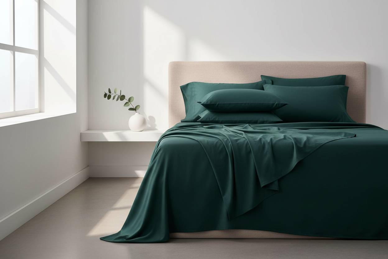 Bamboo viscose full sheet set in forest green
